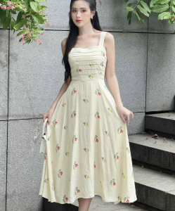 Đầm Hoa Nhí Dáng Midi Hai Dây